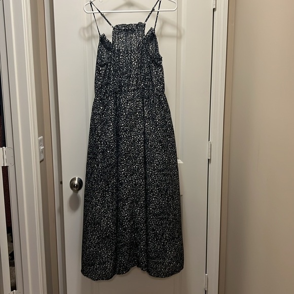 Womens Smocked Midi Sundress Universal Thread Black Cream M Maxi Pockets - Picture 5 of 9